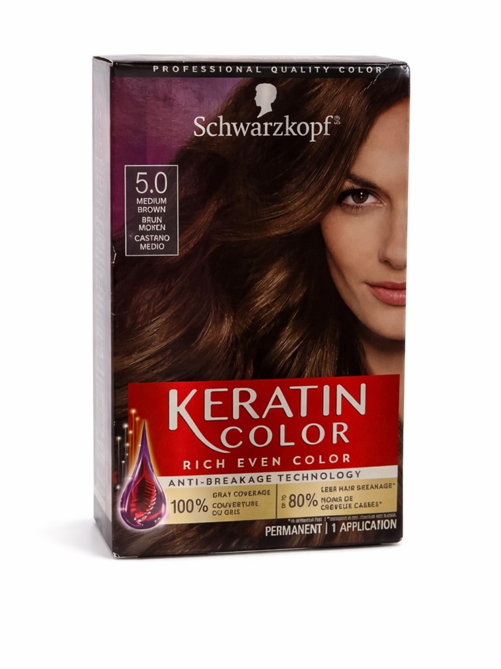 SCHWARZKOPF NWT Keratin Color 5.0 Medium Brown Permanent Hair Dye Sealed